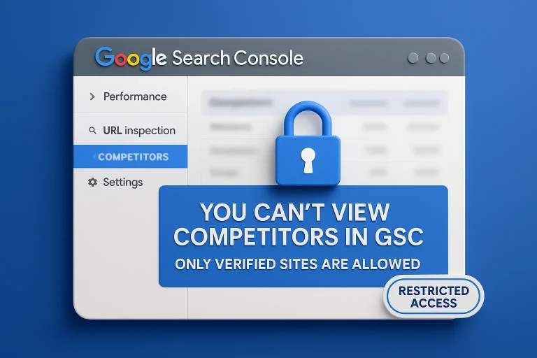 Graphic showing Google Search Console blocking access to competitor websites.