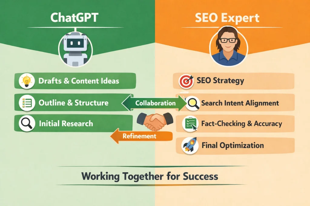 ChatGPT and human SEO workflow