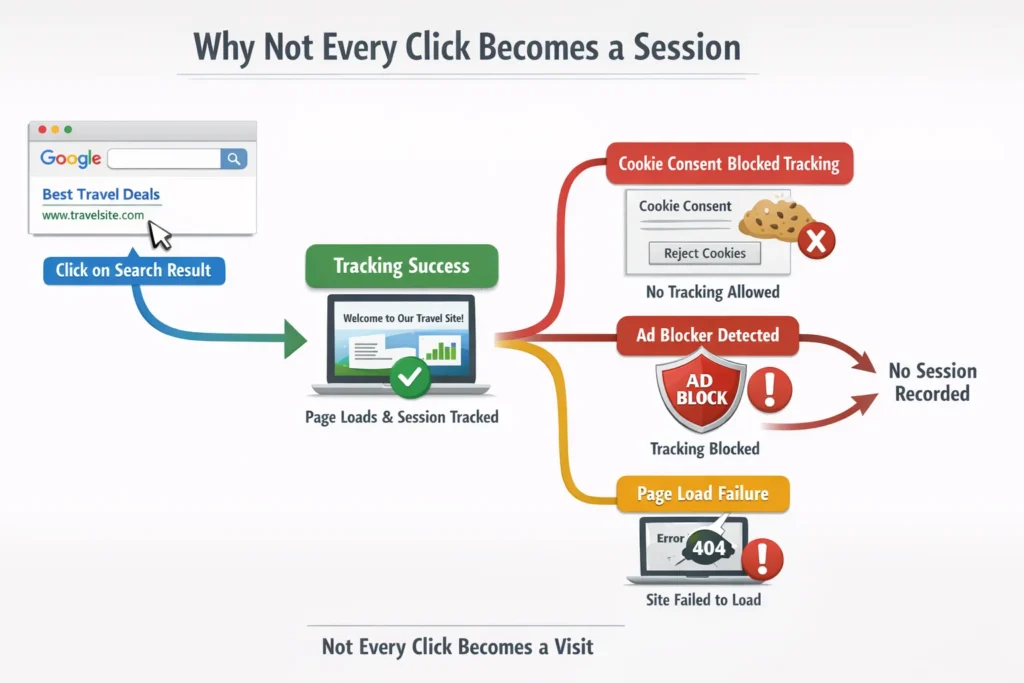 User journey from Google search click to Analytics session tracking